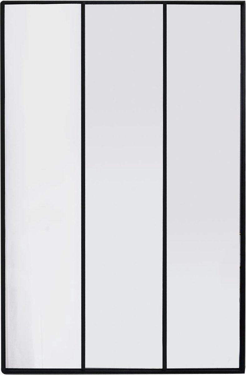 4goodz Rechthoekige Spiegel Raam Drieluik Metaal 75x115x2 cm - Zwart