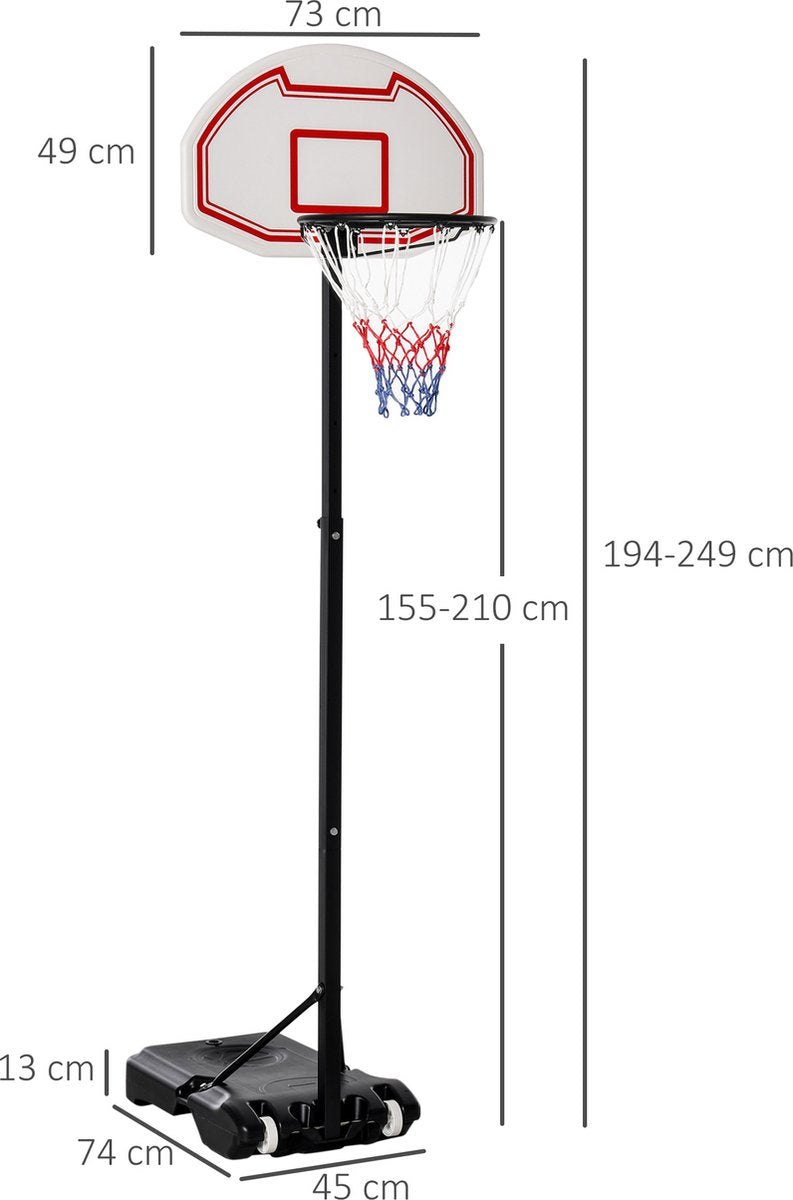 Basketball hoop on pole 205/250cm high Basketball pole