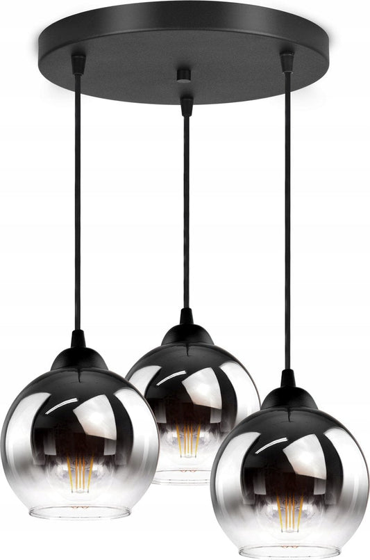 Hanging Lamp Industrial for Living Room, Dining Room - Smoked Glass - 3-light - Smoked Glass - 3 spheres - Smoked Glass