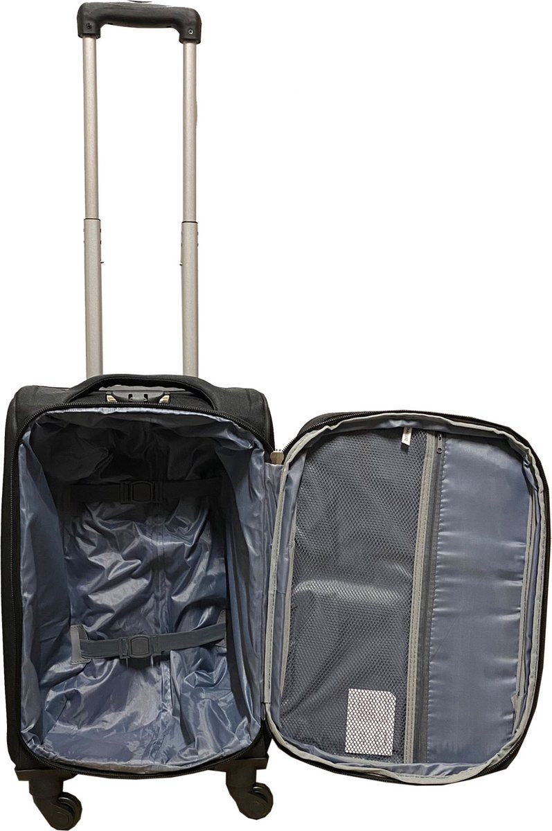 Softcase handbagage trolley 42 liter - met cijferslot - expandeerbaar - voorvakken - rood