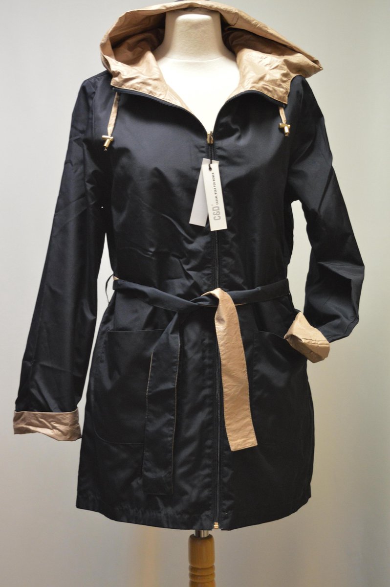 C&D casual wear - REVERSIBLE RAINCOAT - BILBAO NAVY/GOLD maat 34