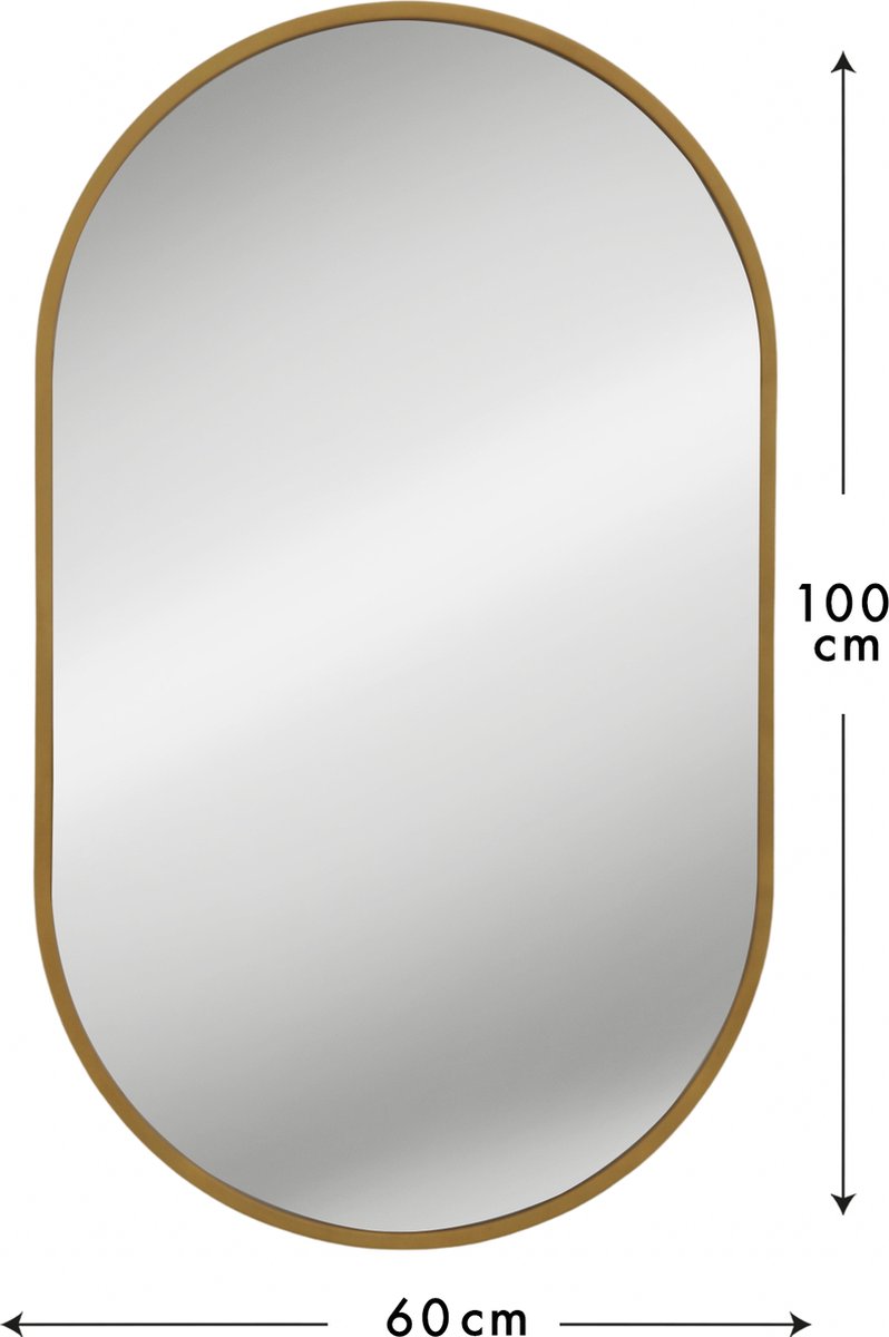 Badkamerspiegel Ovaal goud - Metaal - Spiegel - Hangspiegel - Wandspiegel - 100x60 cm