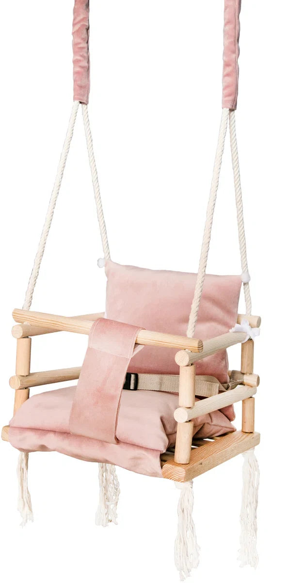 Baby Swing Baby Seat - Fabric Wood - Baby Swing Indoor - Child Swing - Swing Baby Seat - Swing Seats - Swing Chair - Pink