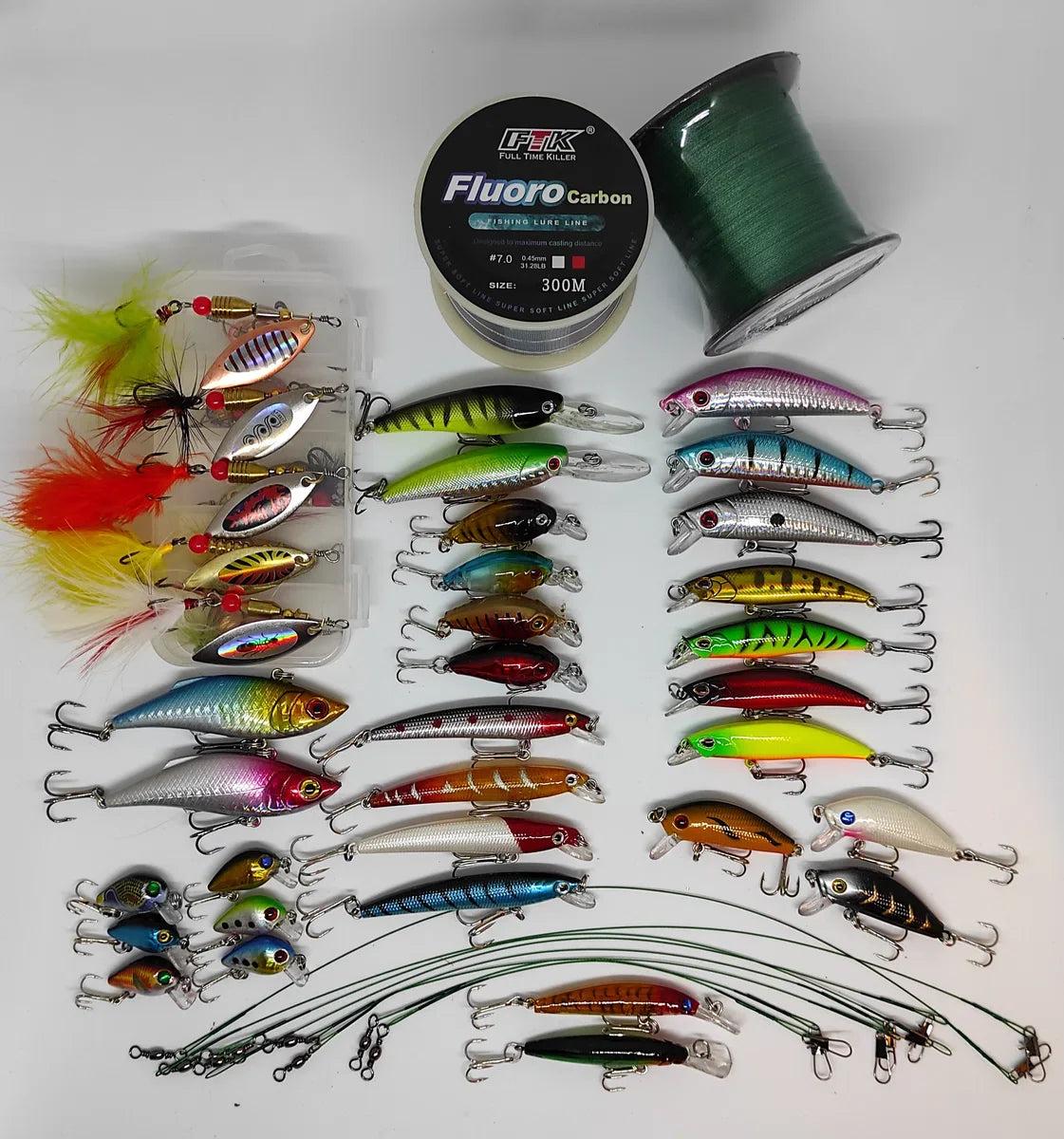 Lure set - 51 pieces - All types of predator fish - 2x 300M fishing line - Plugs - Spinners - Jerkbaits - Crankbaits - Pike - Zander - Perch