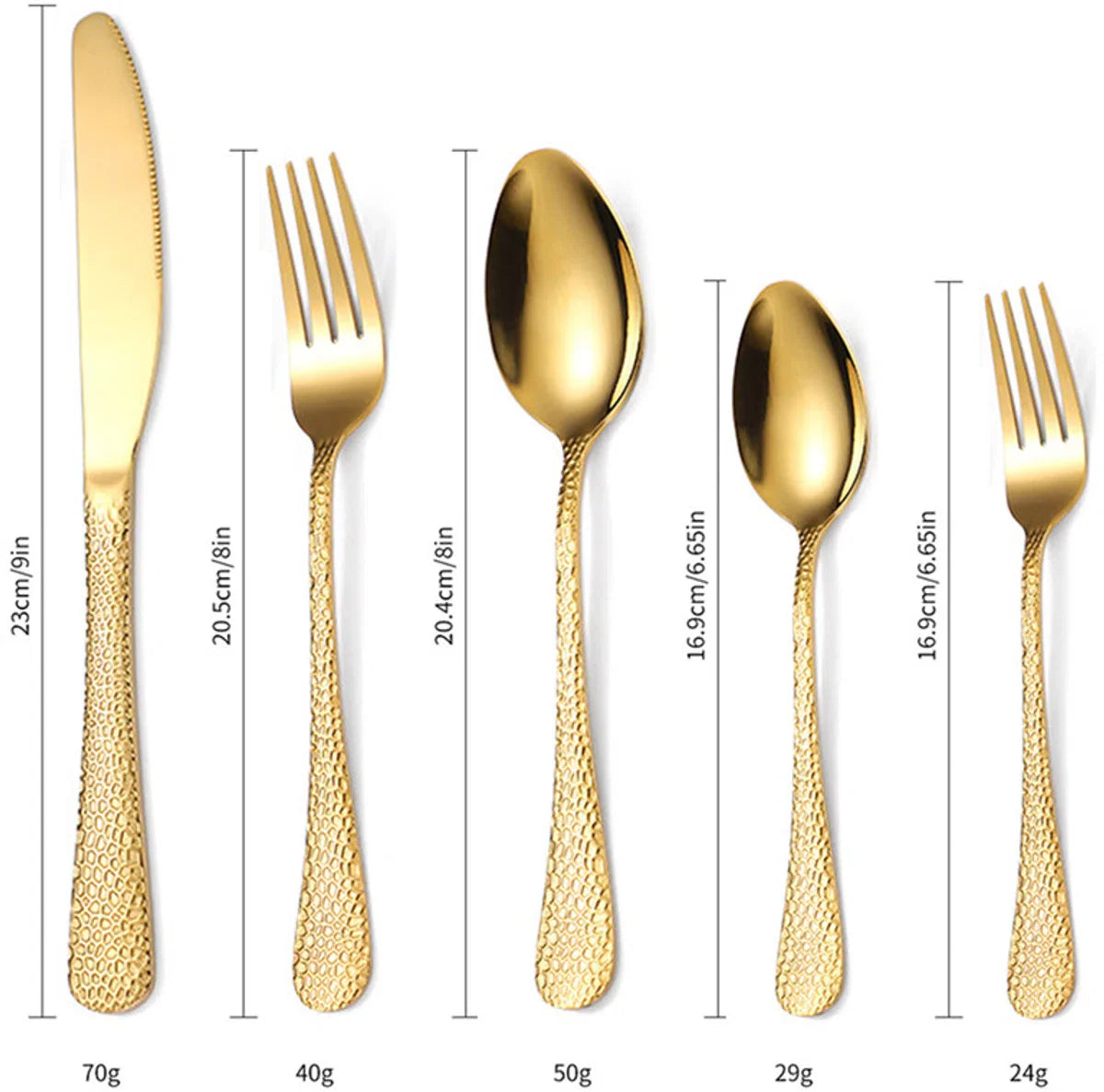 40-piece stainless steel Snakeskin cutlery set - suitable for 8 people - trendy design - gold