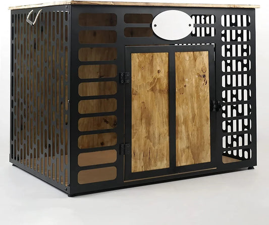 Hondenbench - Hondenhok - Houten Hondenbench - Hondenhuisjes voor binnen - Zwart - MEDIUM - 90x72x68 cm