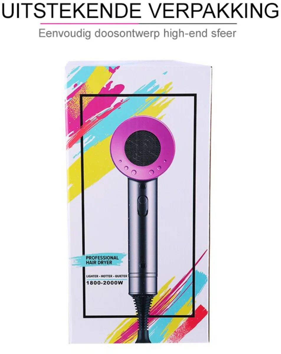 Bolture Föhn met Diffuser voor Krullen - Hair Dryer - Haarfohn - Reisfohn - Kappersfohn - Haardroger - Ionisch - 3 Standen - 2000W