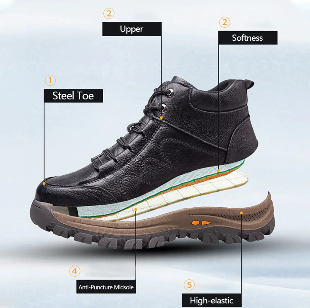 Safety Shoes - 41 - SB - Ladies / Gentlemen - Leather Safety Shoes - Shoes for work - Working boots - Protective shoes - Anti impact - Unmarkable Sole - Anti slip - Protective toe - Protective sole