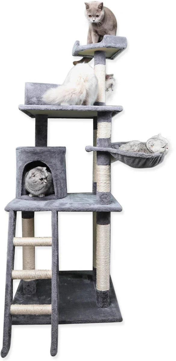 Cat Scratching Post 40KQY - 59 x 59 x 156 cm - Cat Furniture - Scratching Post - Scratching Post for large cats - Scratching Posts - Grey