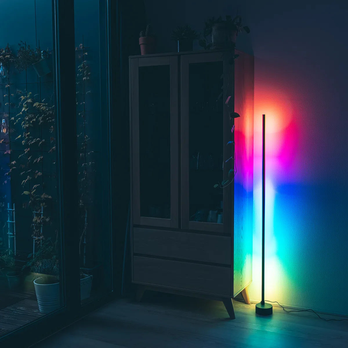 Smart Vloerlamp Zwart - Full Colour - Dimbaar & Bedienbaar met App - 138cm