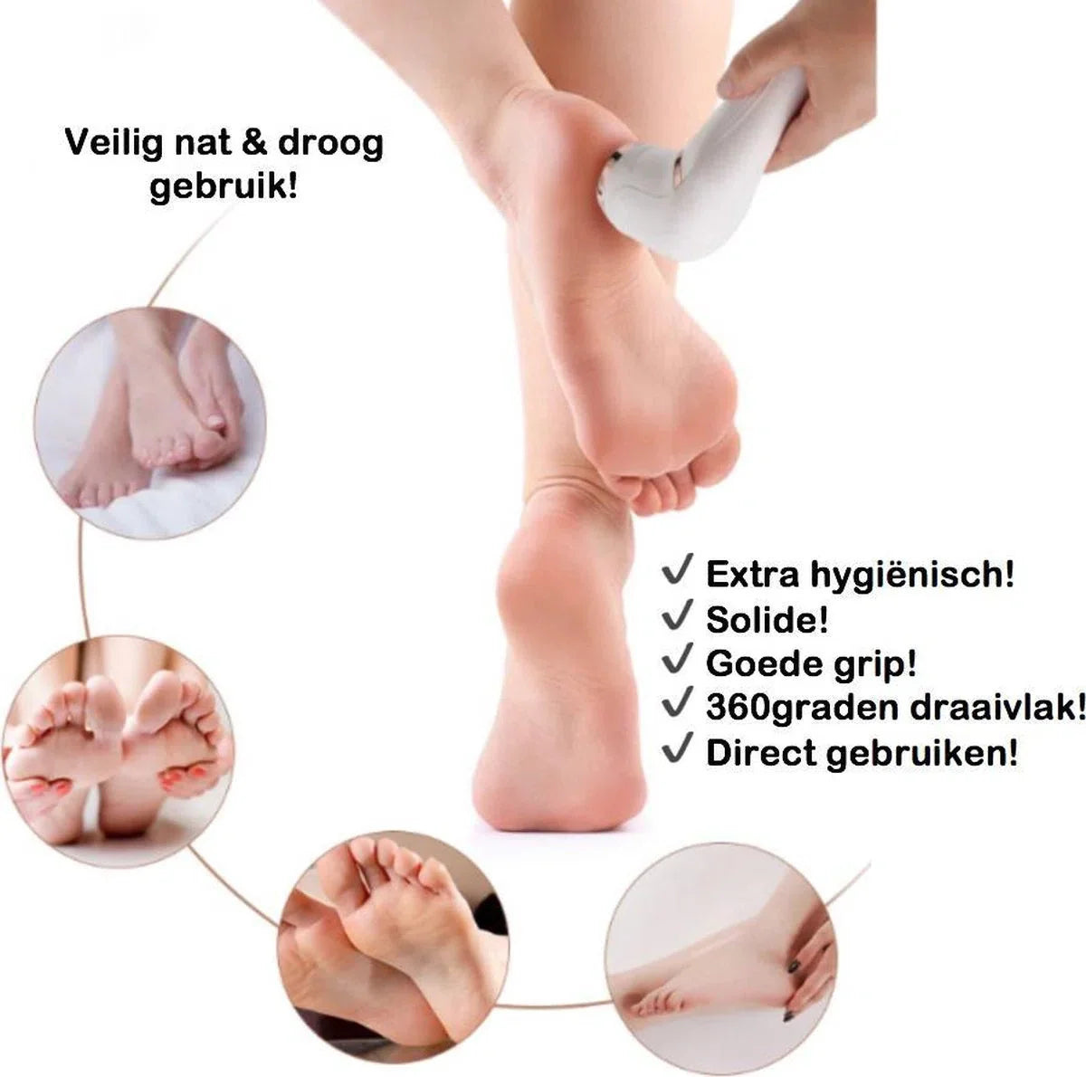 Elektrische Eeltverwijderaar - Dode Huidverwijderaar - Eeltvijl - USB Oplaadbaar - Voetvijl - Draadloos - Waterdicht - Pedicure en Voetverzorging - Wit/Zilver