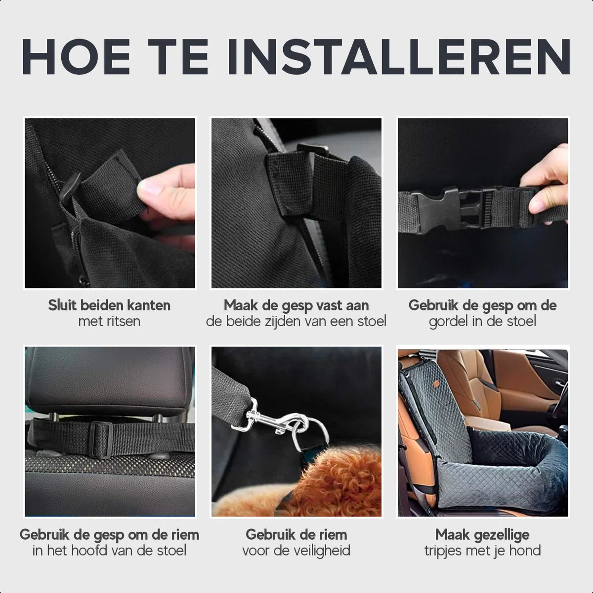 Autostoel Hond - Comfortabel en Stijlvol - Hondenmand auto - Hondenstoel auto - Automand hond - inclusief gordel
