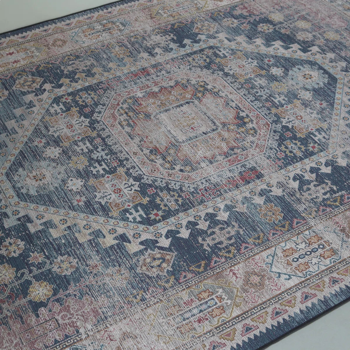 Vintage vloerkleed 200x300cm rood blauw Perzisch oosters tapijt