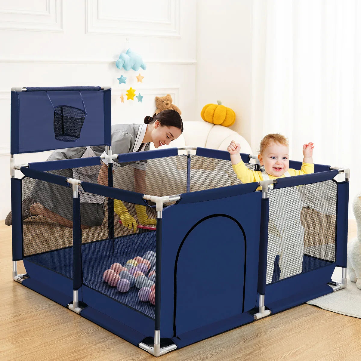 Grondbox - Speelbox - Grondbox Baby - Playpen - 128x128x66cm - Blauw