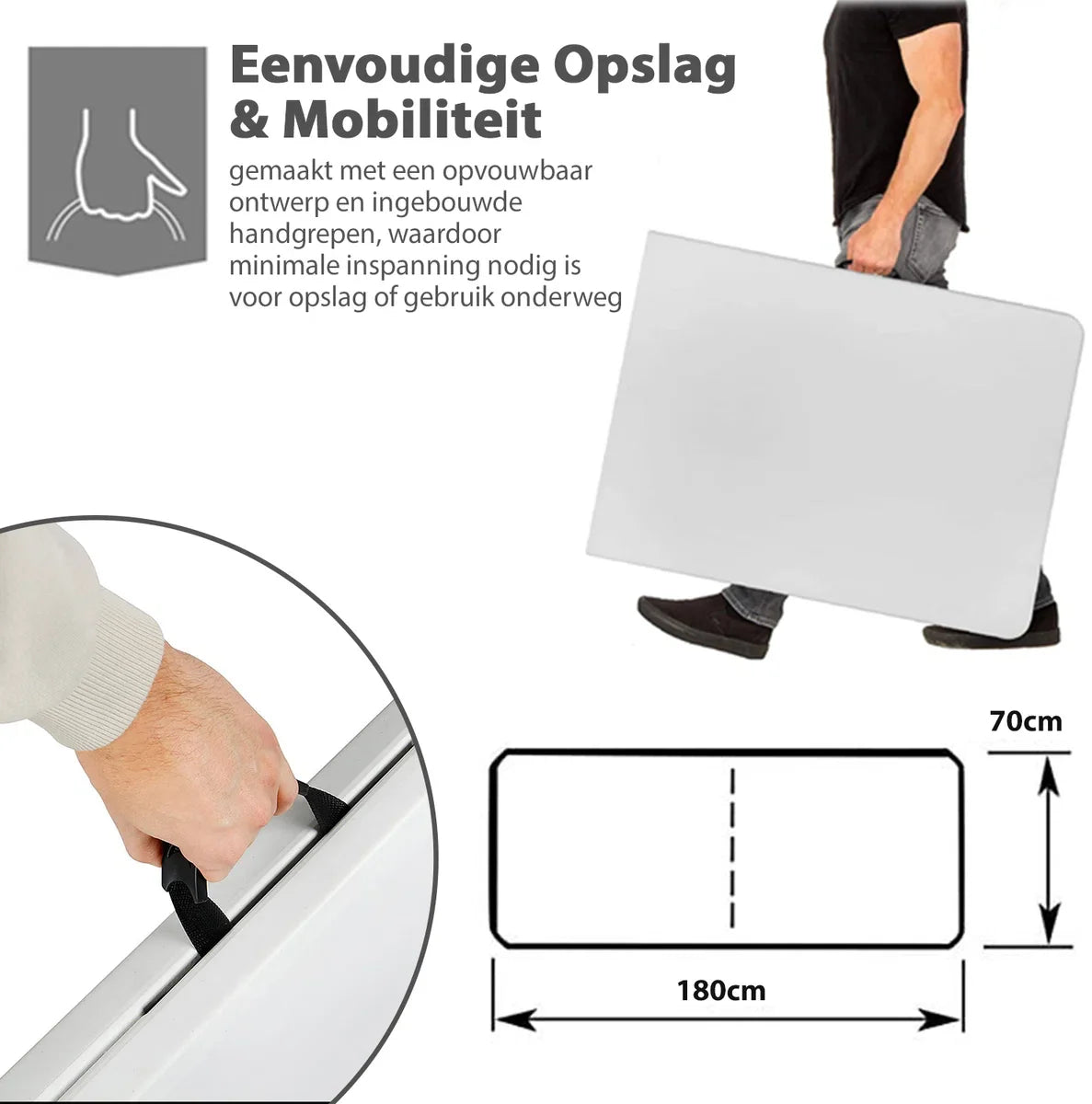 MaxxGarden Klaptafel - Inklapbare tafel - Opvouwbare Tuintafel - Weerbestendig - Inclusief handvat - 180x70x74