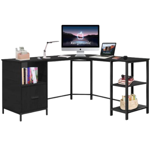 Xergonomic Industrial Corner Desk with Cabinet