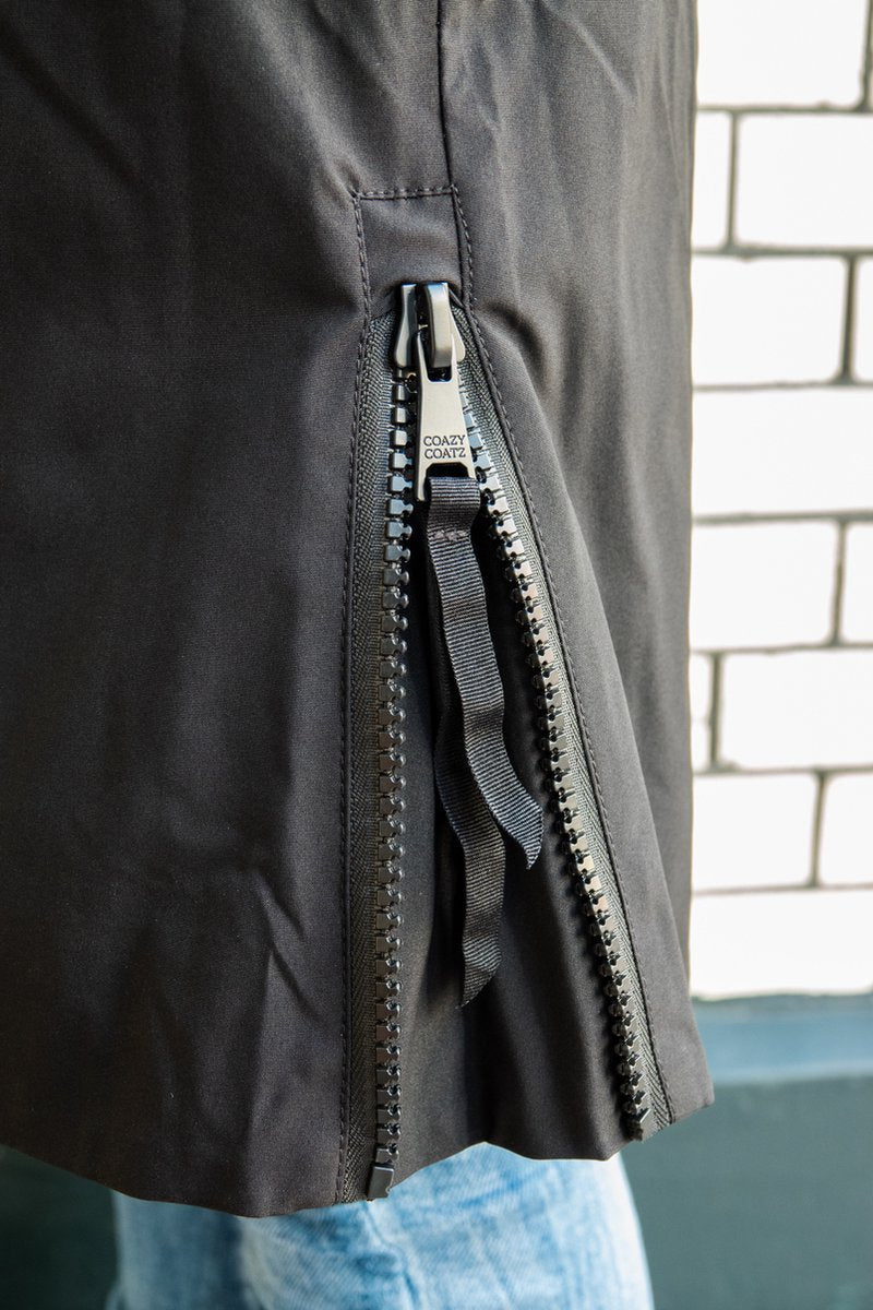Long women's in-between jacket - Water-repellent & tailored - Black - Size 44