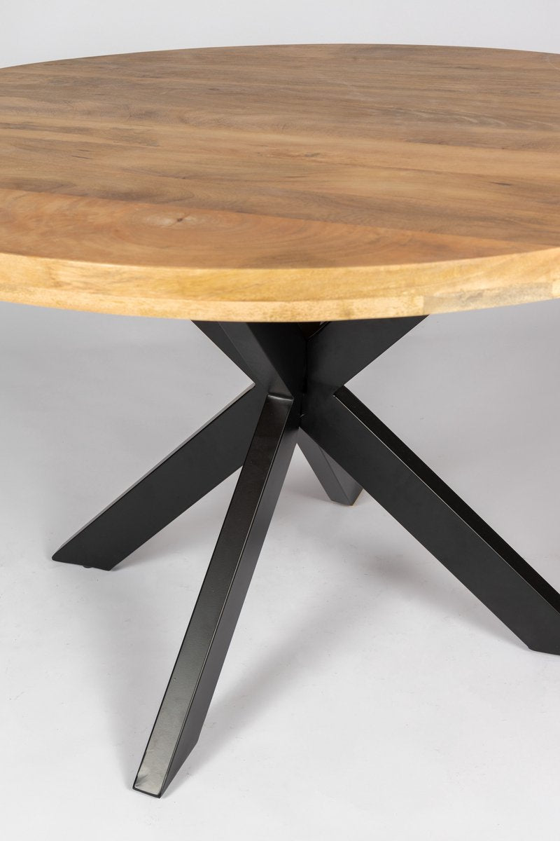 EN - Round dining table - 110 cm in diameter - mango wood - black metal leg