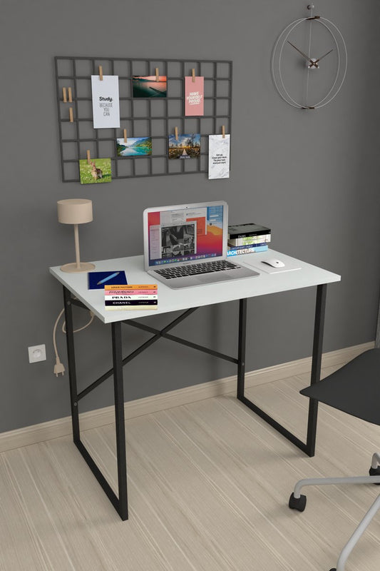 Desk - White - 60x90 cm - Table - Desk - Computer Table - Office Desk - Laptop Table - Adult Desk