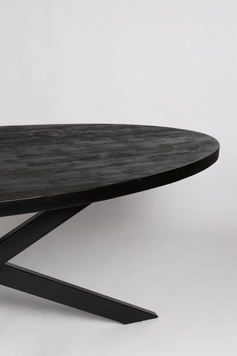 Thom - Dining table - Oval 190cm - Fully Black Cross Leg - Mango wood 5cm thick top