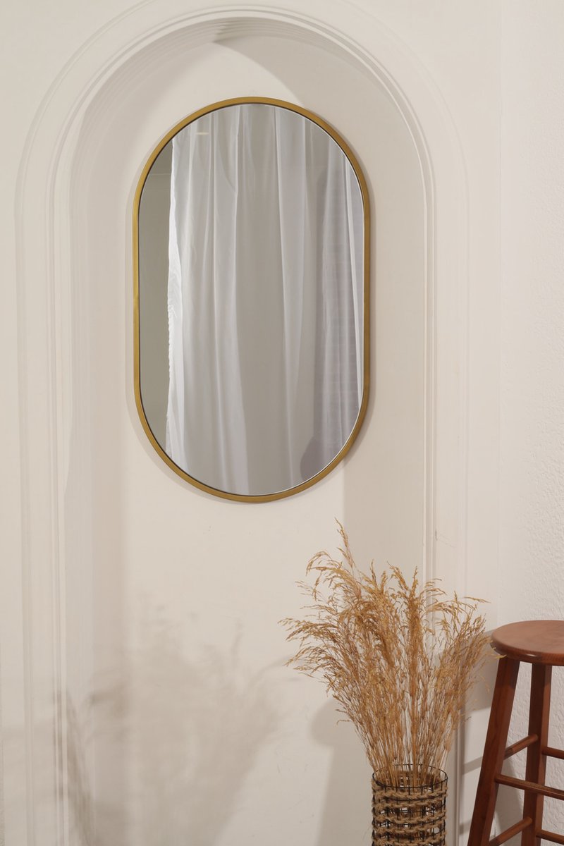 Badkamerspiegel Ovaal goud - Metaal - Spiegel - Hangspiegel - Wandspiegel - 100x60 cm