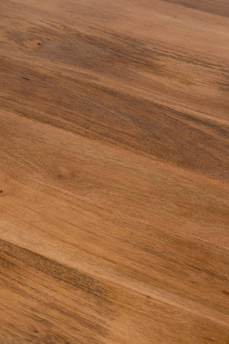 Eettafel Thom - 100cm rond - bruin - massief hout - metalen kruispoot