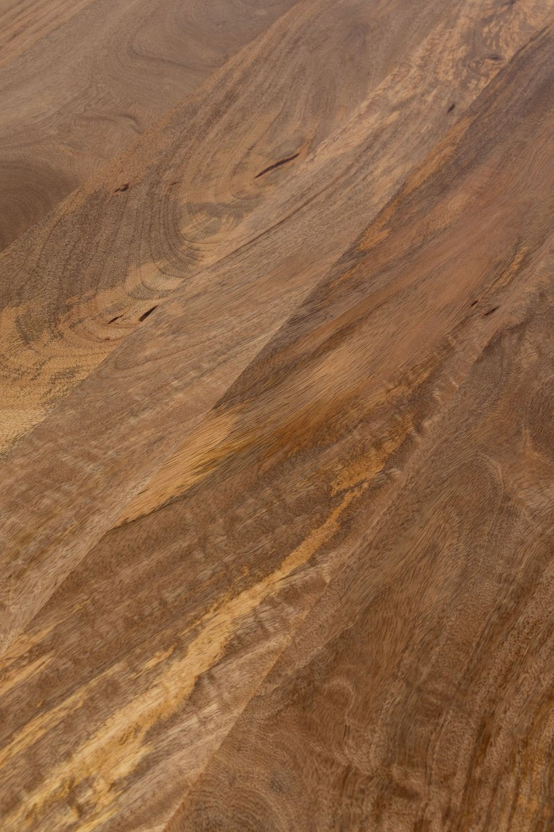 Eettafel Thom - 100cm rond - bruin - massief hout - metalen kruispoot