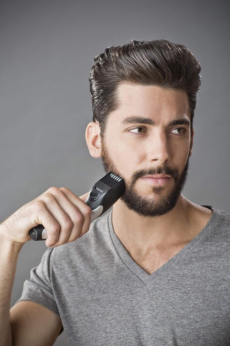 Beard trimmer (11 length settings 0.4 mm - 18 mm, Cordless And Corded, Lifetime Sharp Blades)