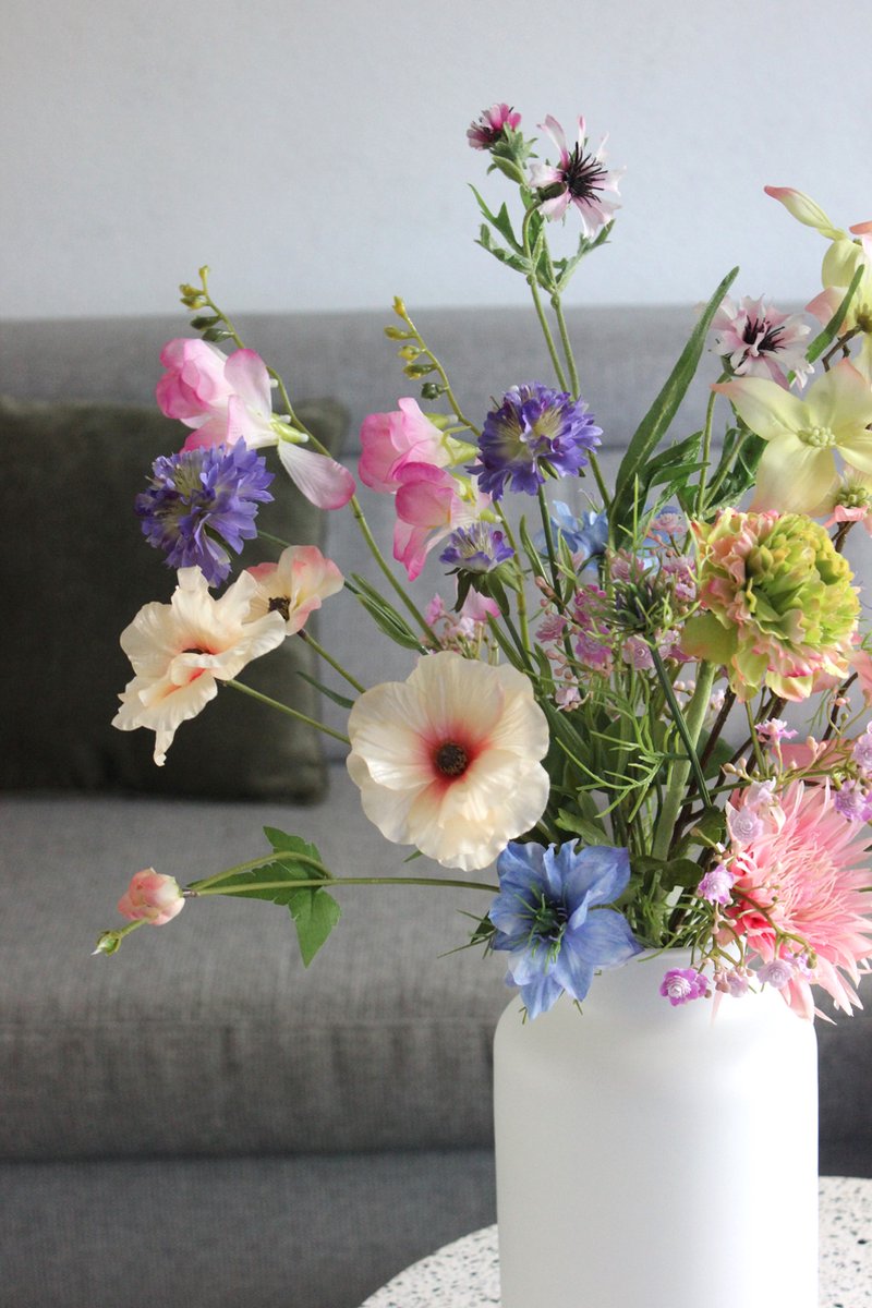 Kunstbloemen - Zijden Boeket - Veldboeket - Zomers Geplukt - 60 cm hoog - 9 Stelen - Bloemenjunkie
