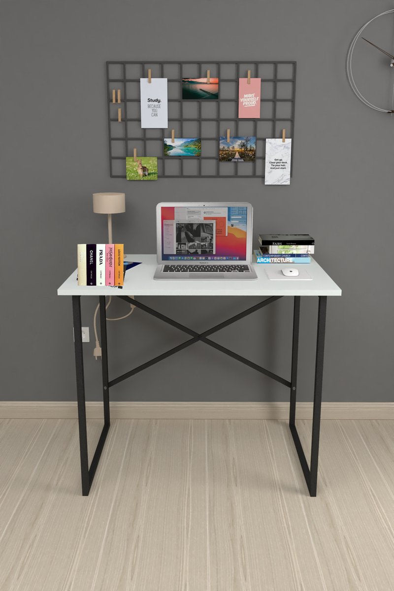 Desk - White - 60x90 cm - Table - Desk - Computer Table - Office Desk - Laptop Table - Adult Desk