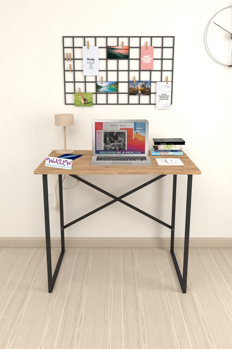 Bureautafel - 60x90 cm - Bureautafel - Computertafel - Bureau - Laptoptafel - Bureautafel volwassenen - Houtkleur