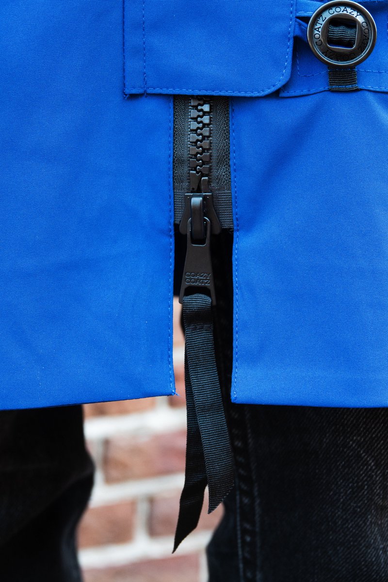 Long women's in-between jacket - Water-repellent & tailored - Cobalt blue - Size 38