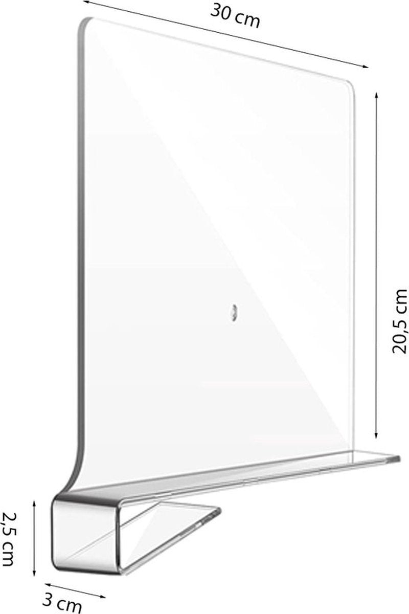 Shelf Divider - 12 Pieces - Transparent - Acrylic - Wardrobe Organizer - Shelf Organizer - Book Stand - Shelf Divider
