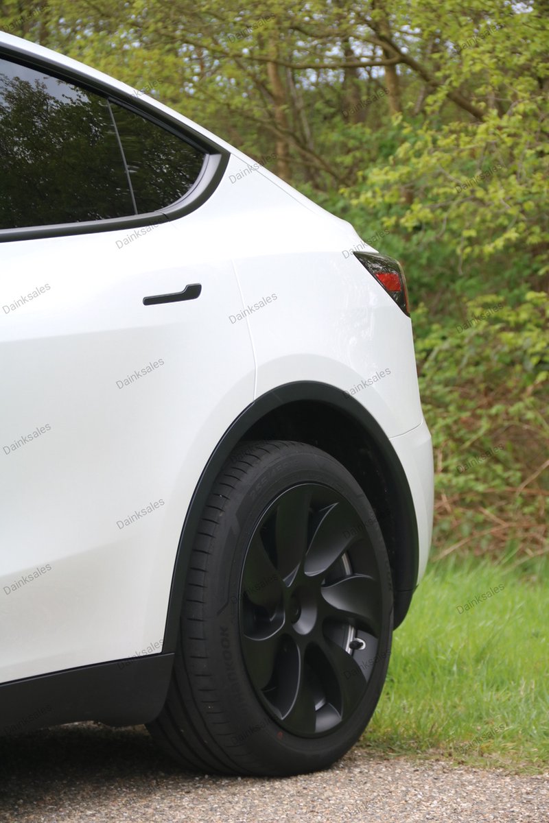 Tesla Model Y Mat Zwarte Aerodynamische Wieldoppen - Set van 4 wieldoppen - Sportieve upgrade voor 19 inch velgen