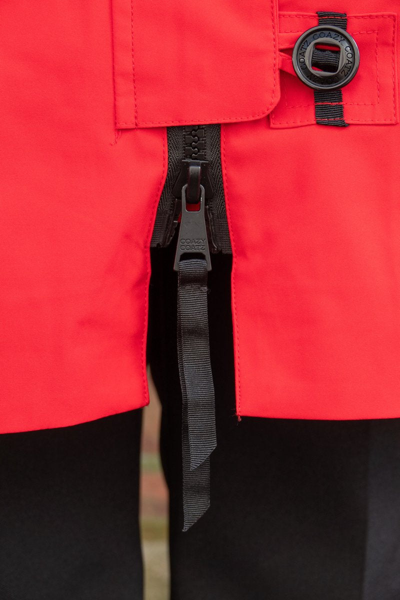 Long women's in-between jacket - Water-repellent & tailored - Red - Size 44