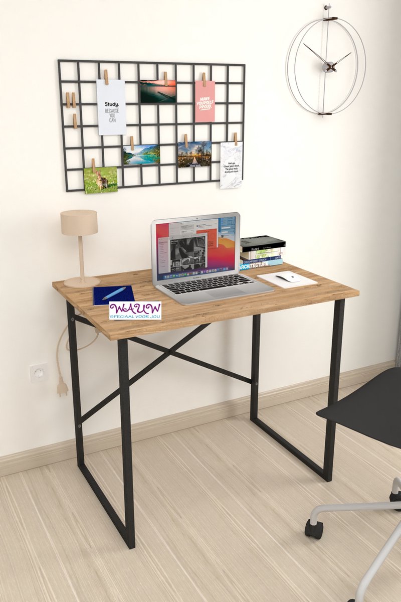 Bureautafel - 60x90 cm - Bureautafel - Computertafel - Bureau - Laptoptafel - Bureautafel volwassenen - Houtkleur