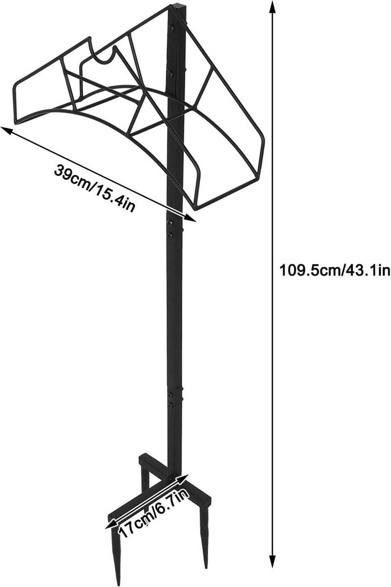 Verticale tuinslanghouder - 39 x 1095 x 17 cm - draagvermogen 50 kg - gereedschapshouder. Tuinslanghaspel