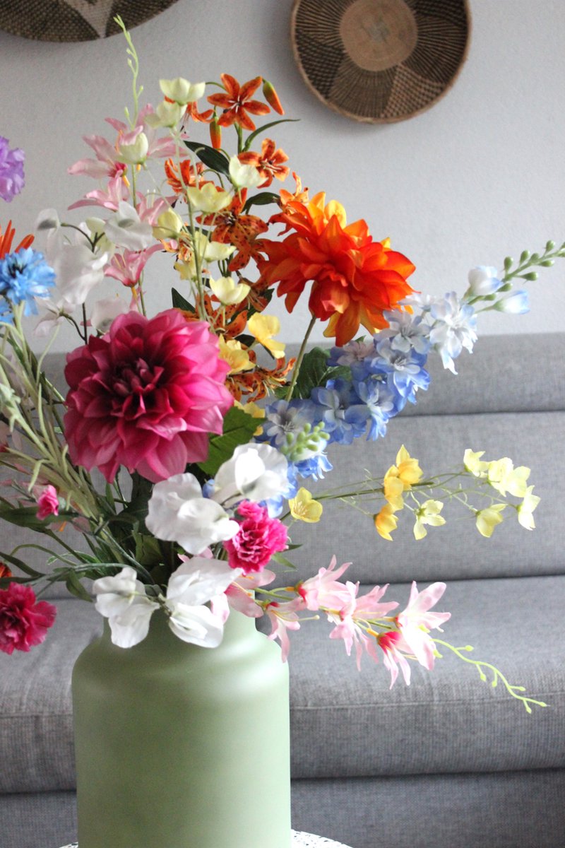 Silk Bouquet - Field Bouquet - vibrant colors - Flower Junkie - 75 cm high - Artificial Flowers - 12 Stems