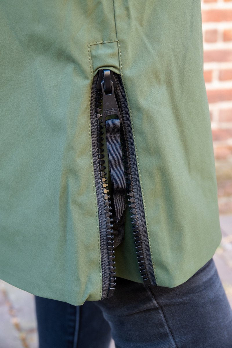 Long ladies' in-between jacket - Water-repellent & tailored - Army green - Size 42