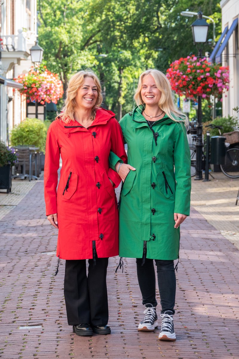 Lange dames tussenjas - Waterafstotend & getailleerd - Rood - Maat 42