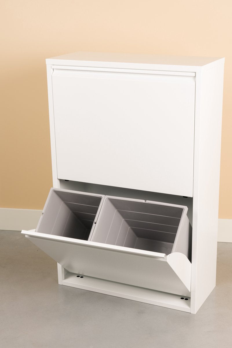 Prullenbak - afvalbak voor afvalscheiding - 4 maten binnenemmers 10L +15L +20L +24L- 69 liter totaal - Wit