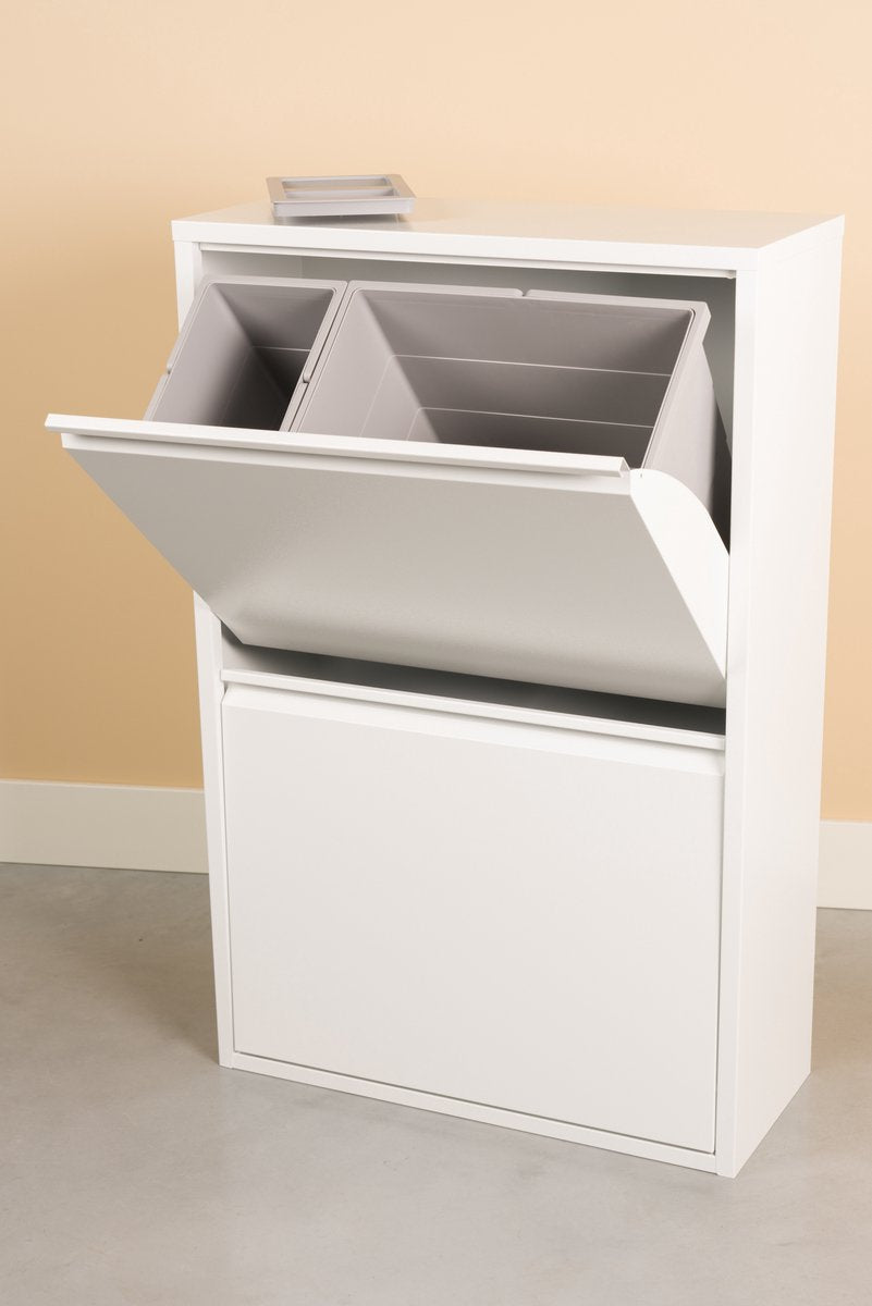 Prullenbak - afvalbak voor afvalscheiding - 4 maten binnenemmers 10L +15L +20L +24L- 69 liter totaal - Wit