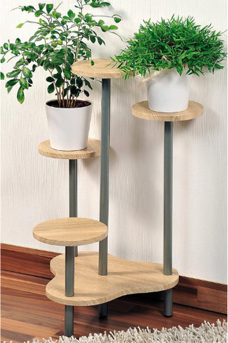 Plantentafel - Bloemenstandaard - Bloementafel voor Binnen - Metaal - 44x44x73cm - Beige
