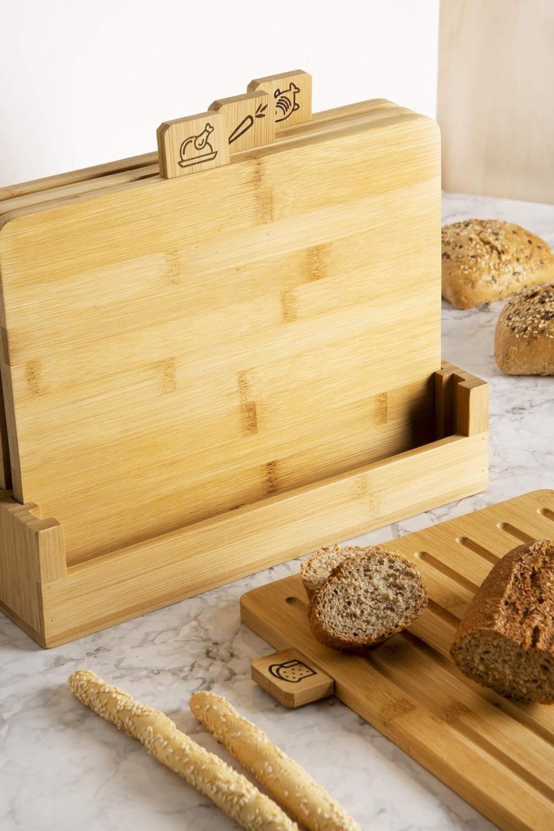 Cutting Board Set With Holder - Kitchen Utensils - Modern Design - Cutting Board - Cutting Board Set - Chopping Board Set - Cutting Boards - Must-Have For The Kitchen!