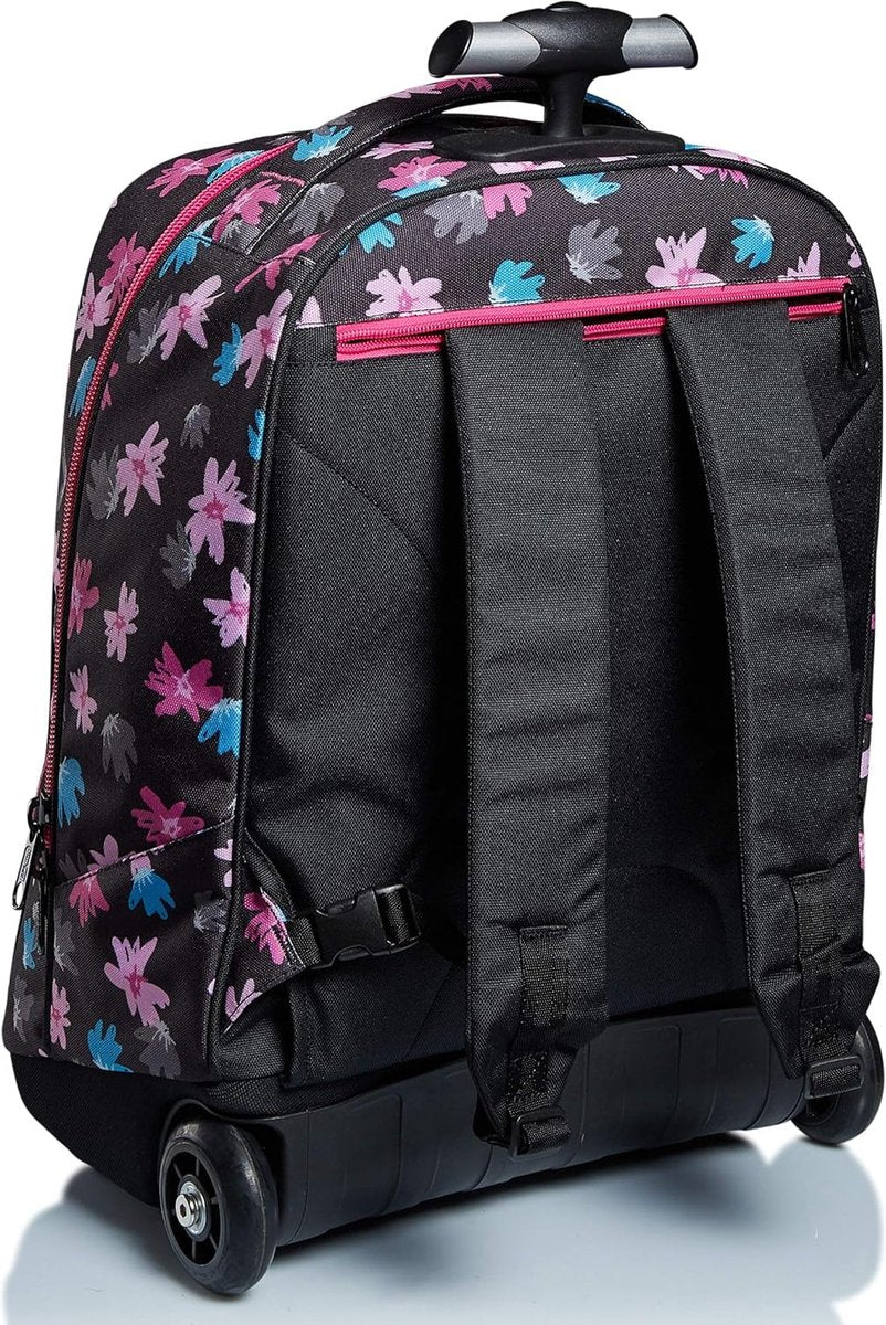 Trolley, 2-in-1, schooltas op wielen, rugzak met trolleyfunctie voor kinderen, vanaf groep 1, voor school, reizen, meisjes & jongens; veelkleurig