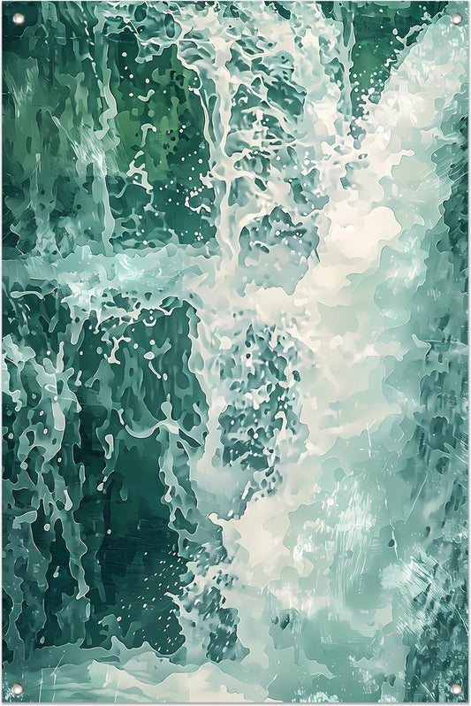 Waterfall garden poster - Nature poster - Foam garden poster - Outdoor wall decoration - Outdoor painting fence - Garden decoration garden poster 100x150 cm