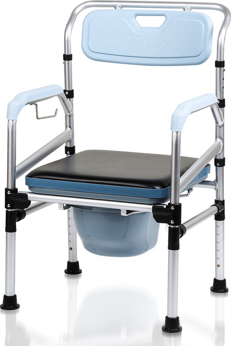 Commode Stoel Hoogte verstelbaar - Toilet hulpmiddel incl. gestoffeerde zitting en toiletemmer - Po stoel Ergonomisch - WC stoel Draagvermogen tot 160 kg