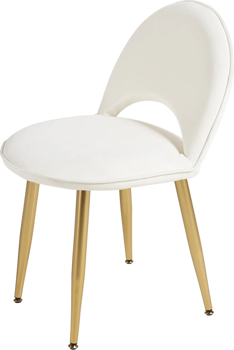 vanBoni Dressing Table with Mirror and Lights - Makeup Table - Dressing Table with Three Drawers - Velvet Stool - Desk - Dressers - White Gold - 100x40x122 cm