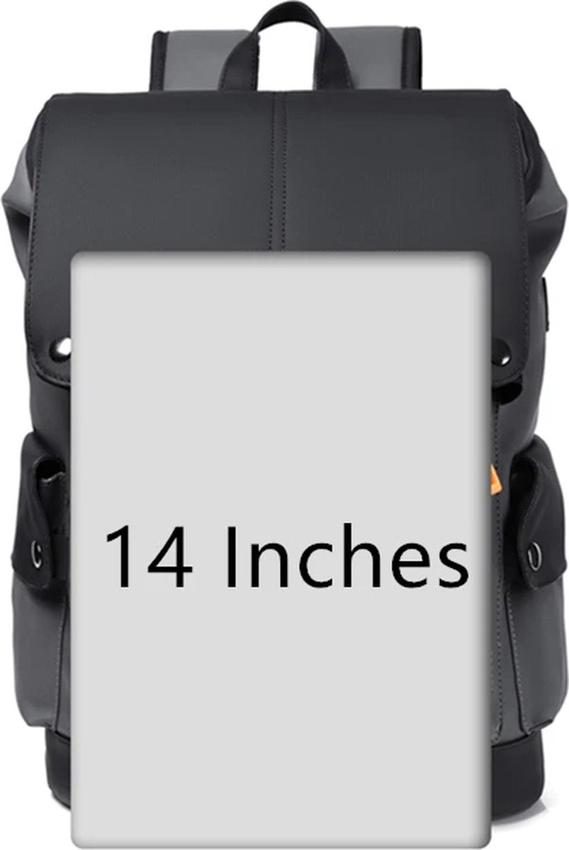 EliteNest® Rugzak - Hoogwaardige Kwaliteit PU-Leder - Waterdicht - Laptop Rugzak - 14 inch - USB Opladen - Ergonomisch en Krasbestendig - 20-35 L- Lichtgrijs