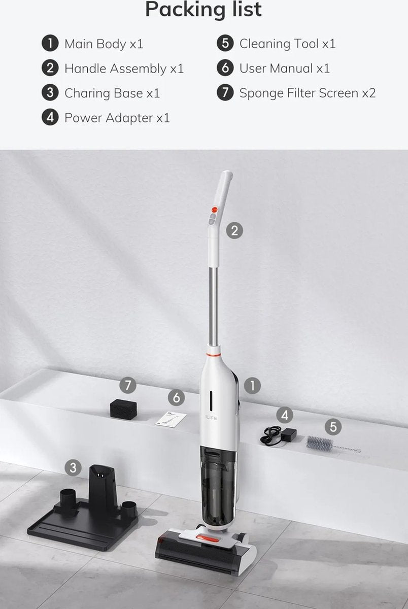 Eszenzics™ Steelstofzuiger ProW90 - Draadloos - Zelfreinigende borstel - 3-in-1 - Zuig-Dweil-Was functie - Krachtige 150W stofzuiger - Geluidsarm